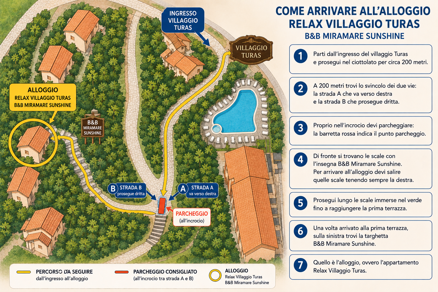 Mappa illustrata per arrivare all'Appartamento Relax